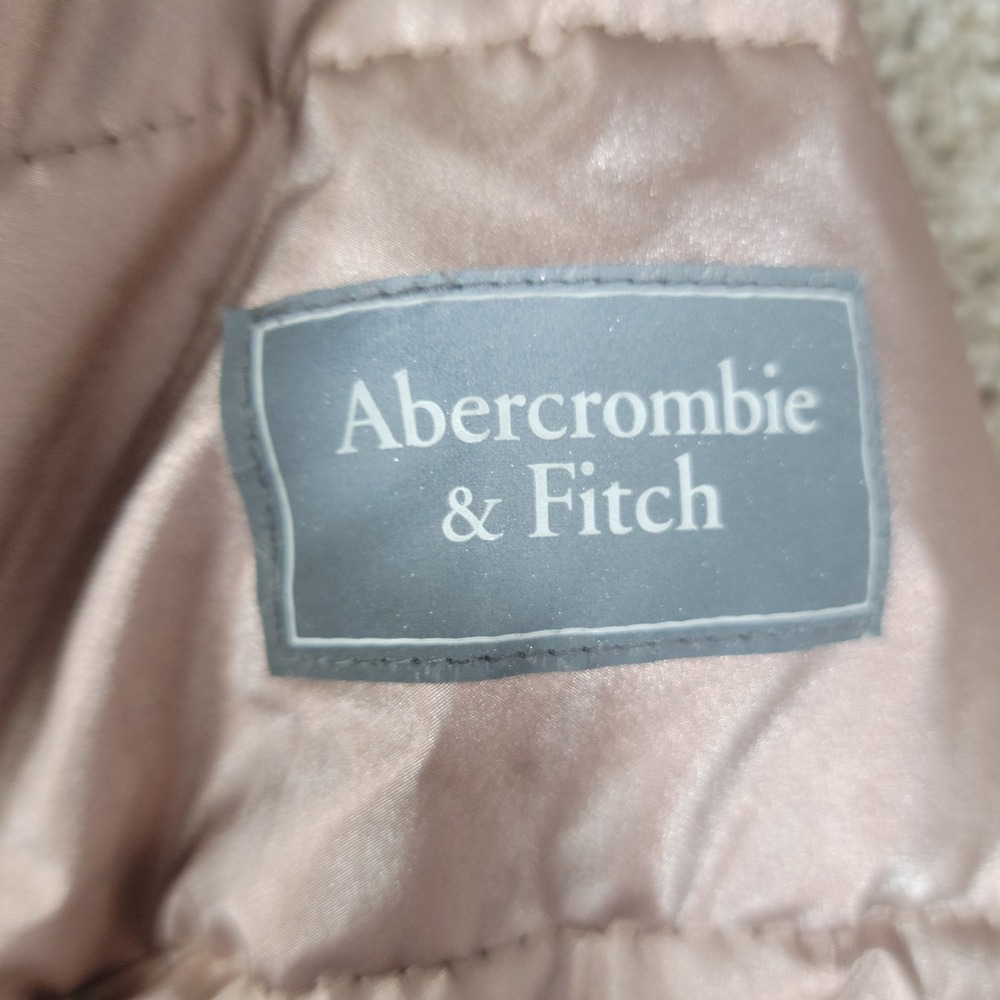 Abercrombie Kids Rose Gold Metallic Puffer Parka Faux Fur Hood Size 7/8